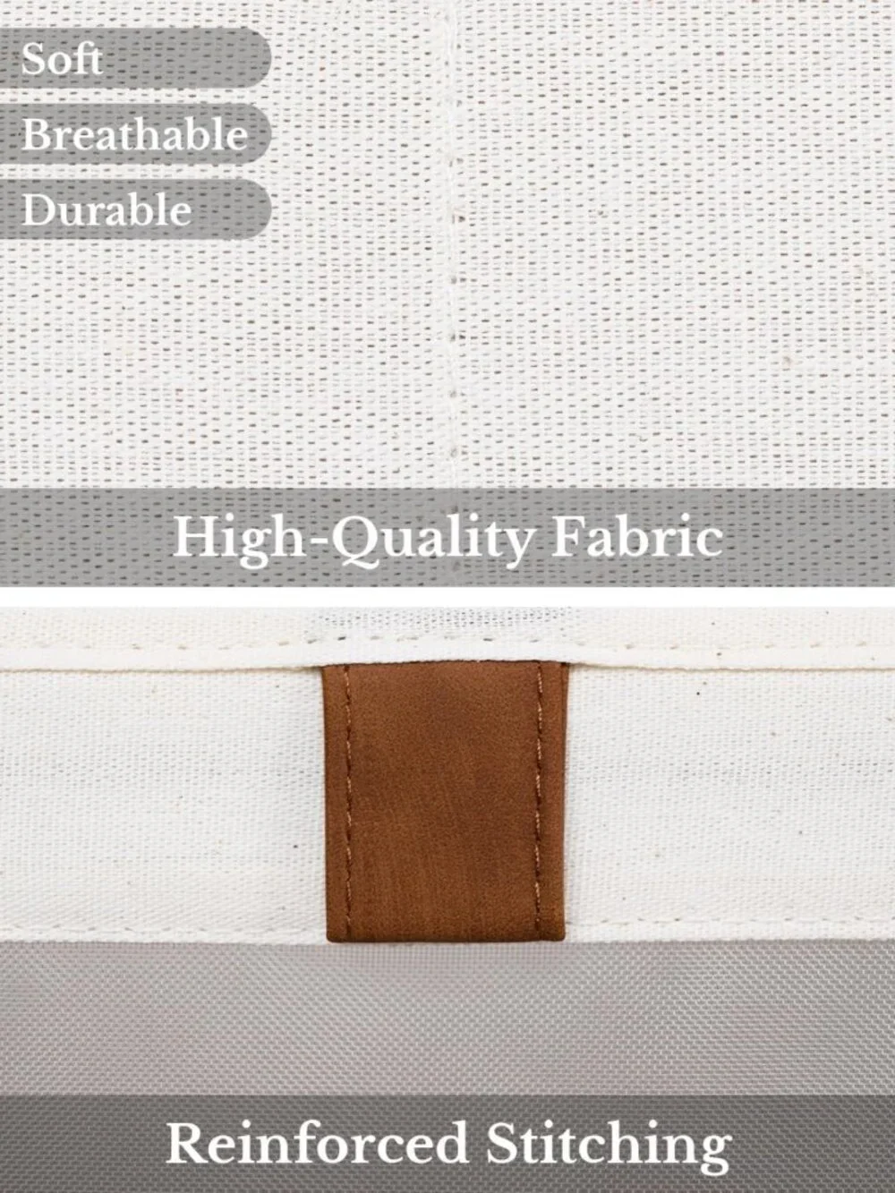 Large Foldable Storage Bins with Clear Window & Handles - 3 Pack Beige Fabric